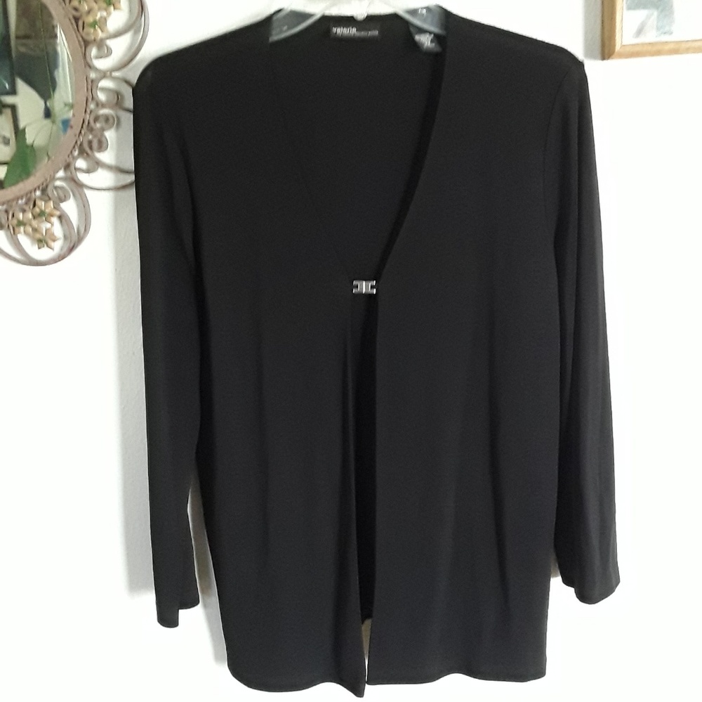 VALERIE BLACK KNIT DUSTER/CARDIGAN, PETITE MEDIUM